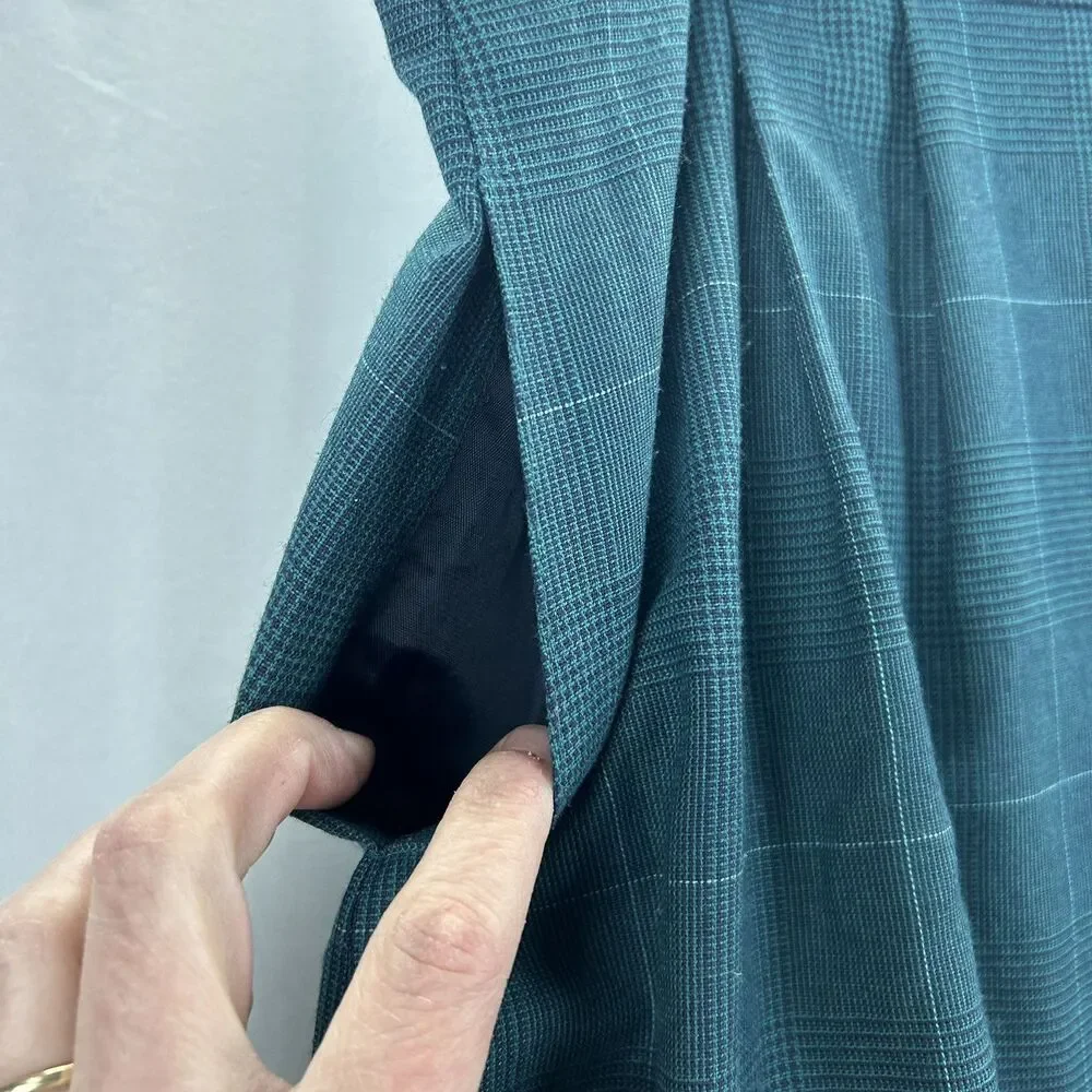 Worthington Teal Plaid Skirt Suit Set